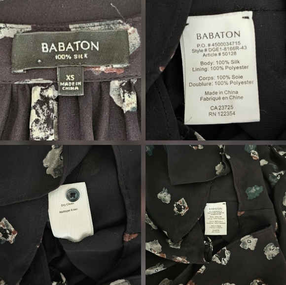 🇨🇦 Aritzia Babaton Long Sleeve Silk Bennett Dress - Black & Pattern - Picture 16 of 16